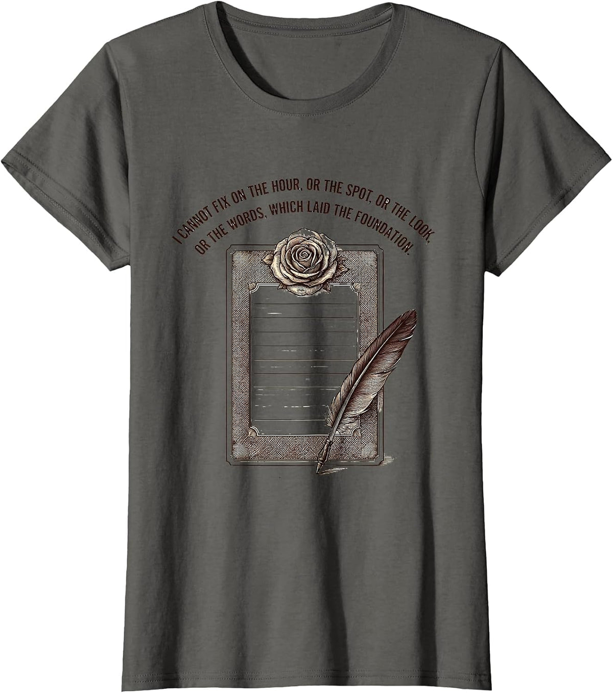 Women's I Cannot Fix On The Hour Literary Jane Austen Fan T-Shirt - Asphalt Grey