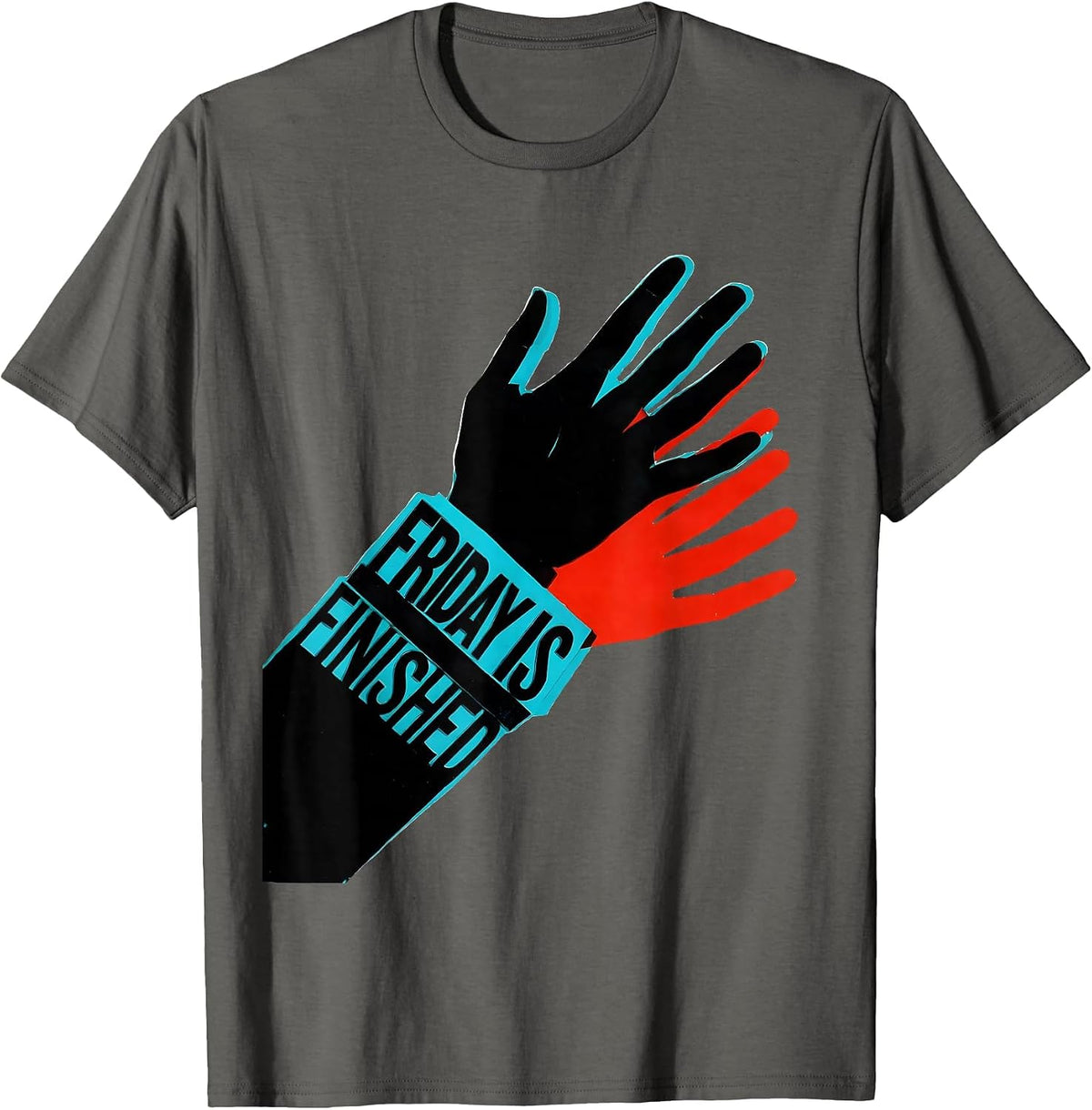 Men's Friday Is Finished New Wave Typography ASL Teacher Deaf T-Shirt - Asphalt Grey