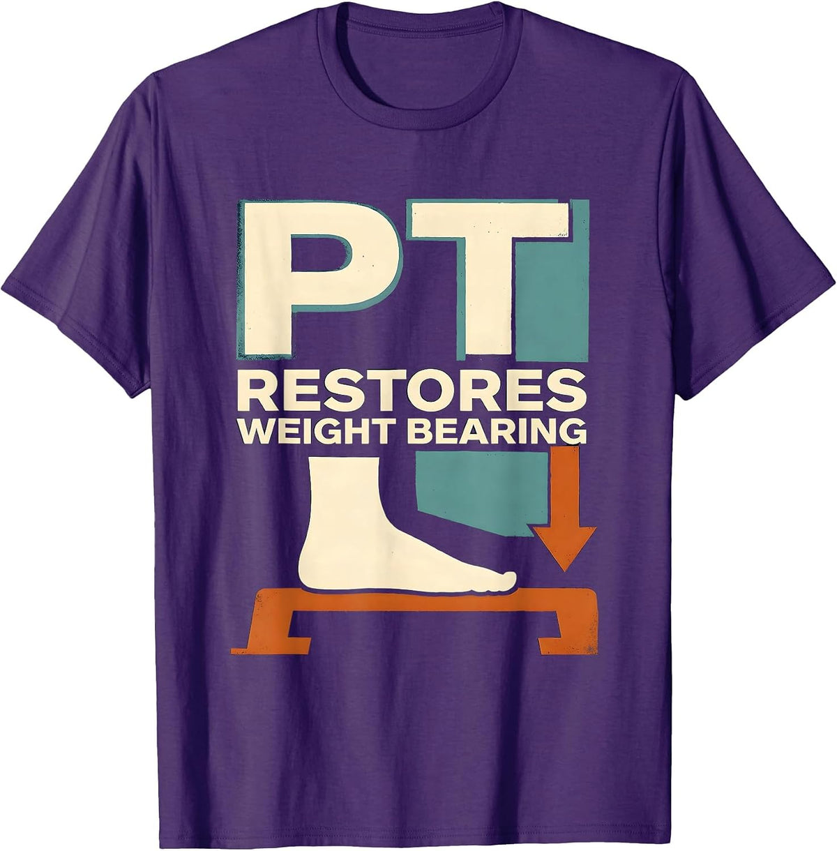 PT Restores Weight Bearing Physical Therapy Humor Therapist T-Shirt - Purple
