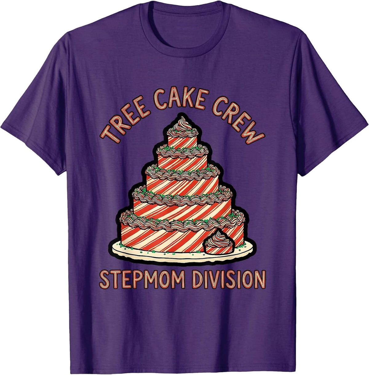 Men's Tree Cake Crew Stepmom Division Christmas Tree Cake Matching T-Shirt - Purple
