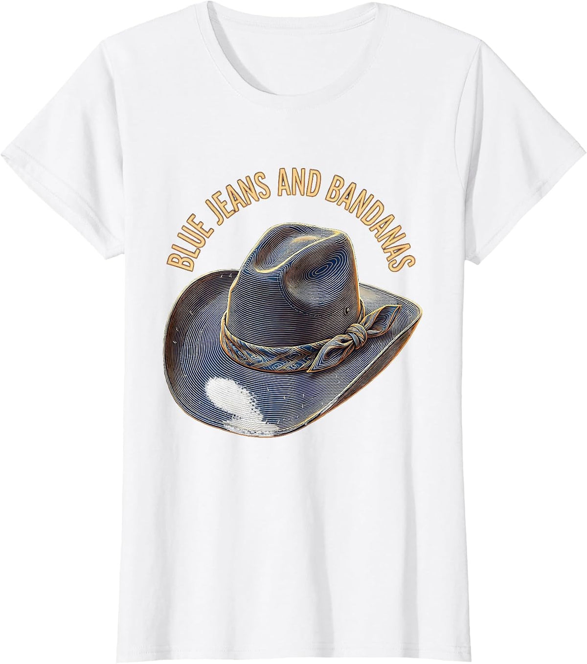 Women's Blue Jeans and Bandanas Denim Cowgirl Design T-Shirt - White