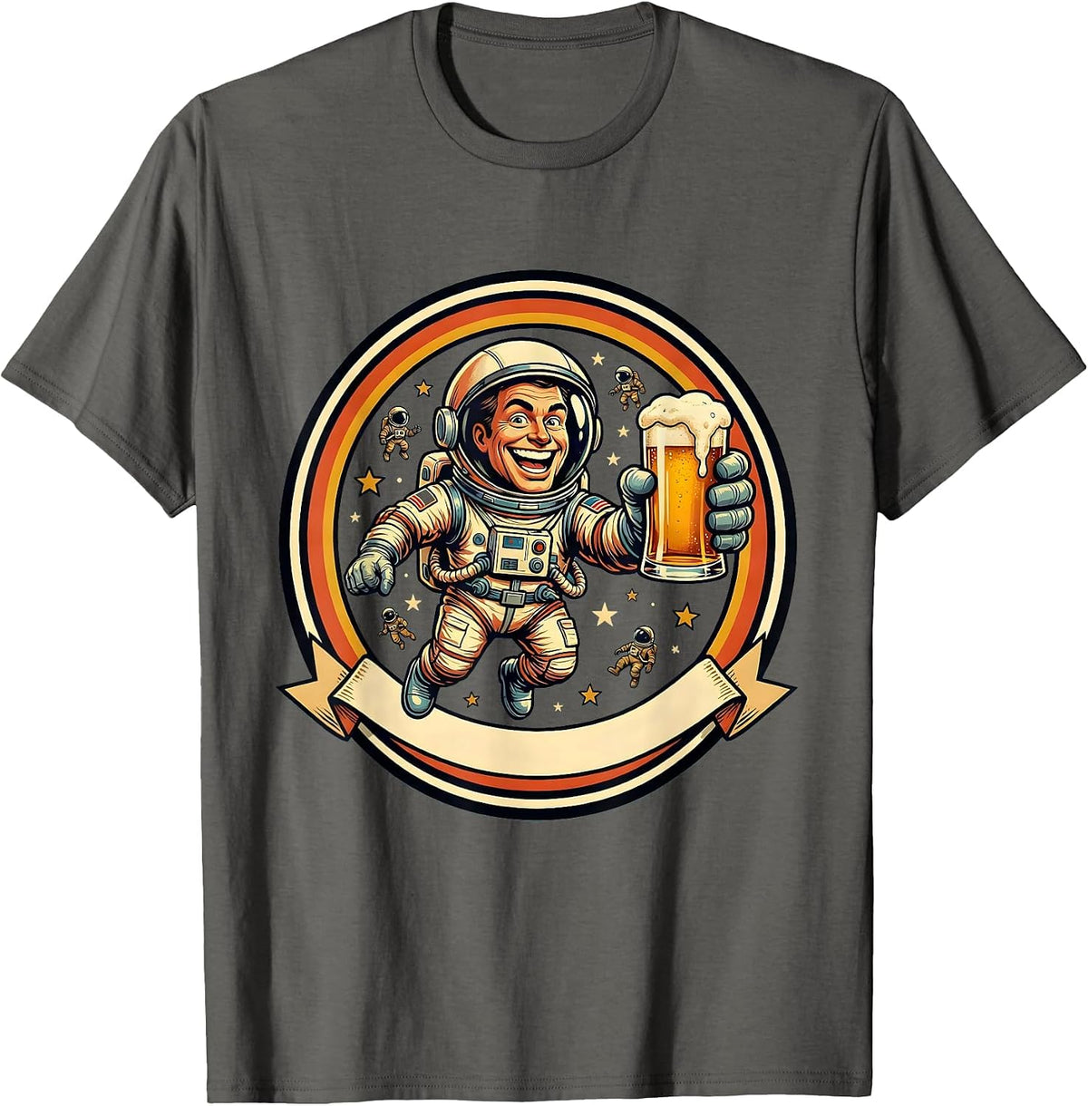 Men's Astronaut Floating With a Pint Glass Beer Design T-Shirt - Asphalt Grey