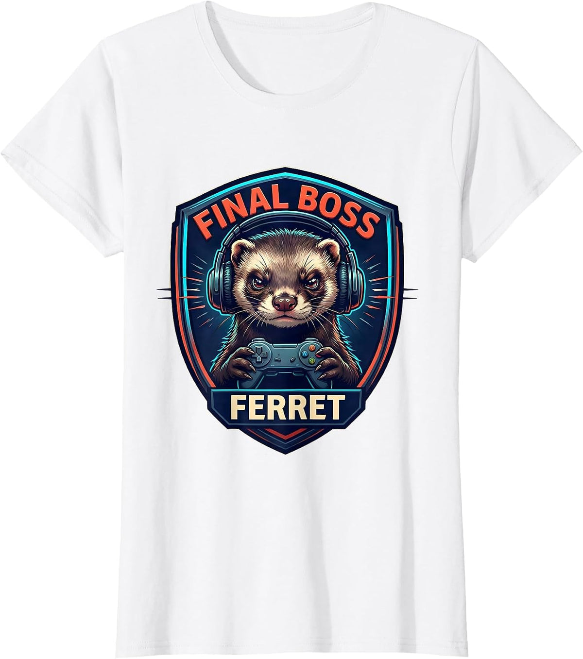 Final Boss Ferret Anime Manga Gamer Ferret Otaku Novelty T-Shirt - White