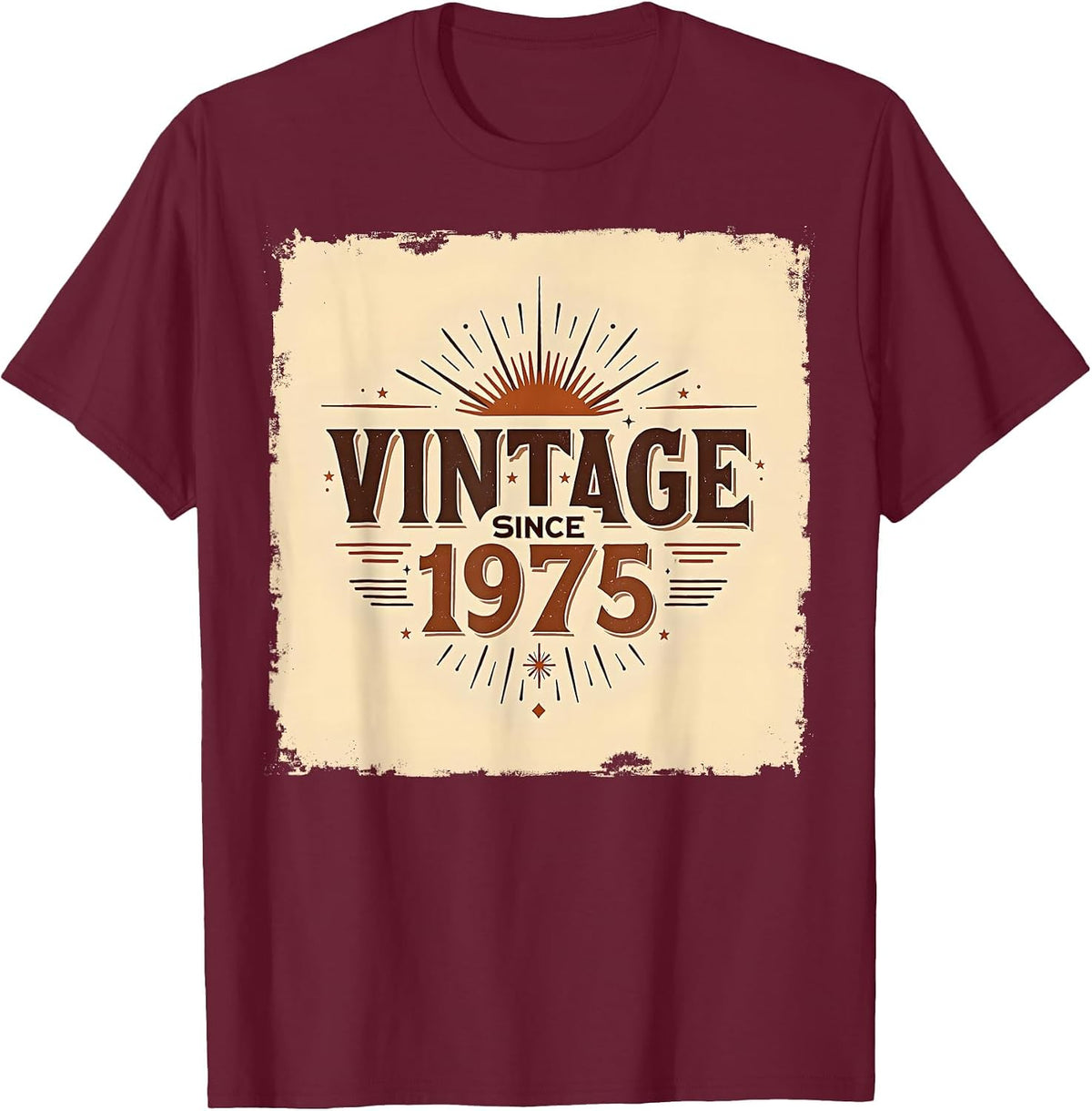 Vintage Since 1975 Retro Birthday Design T-Shirt - Burgundy