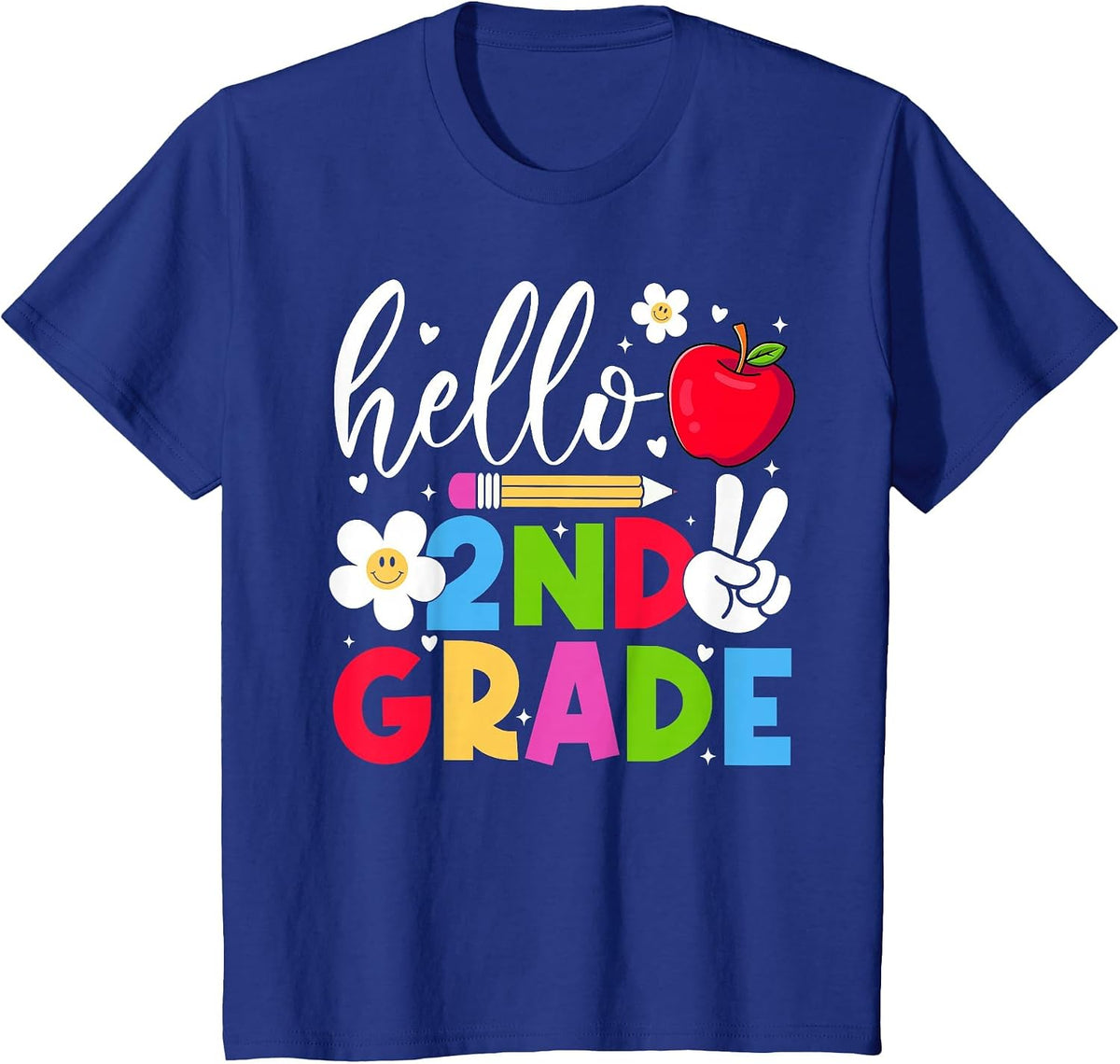 Back to School Hello Second Grade Team 2nd Grade Boy Girl T-Shirt - Royal Blue