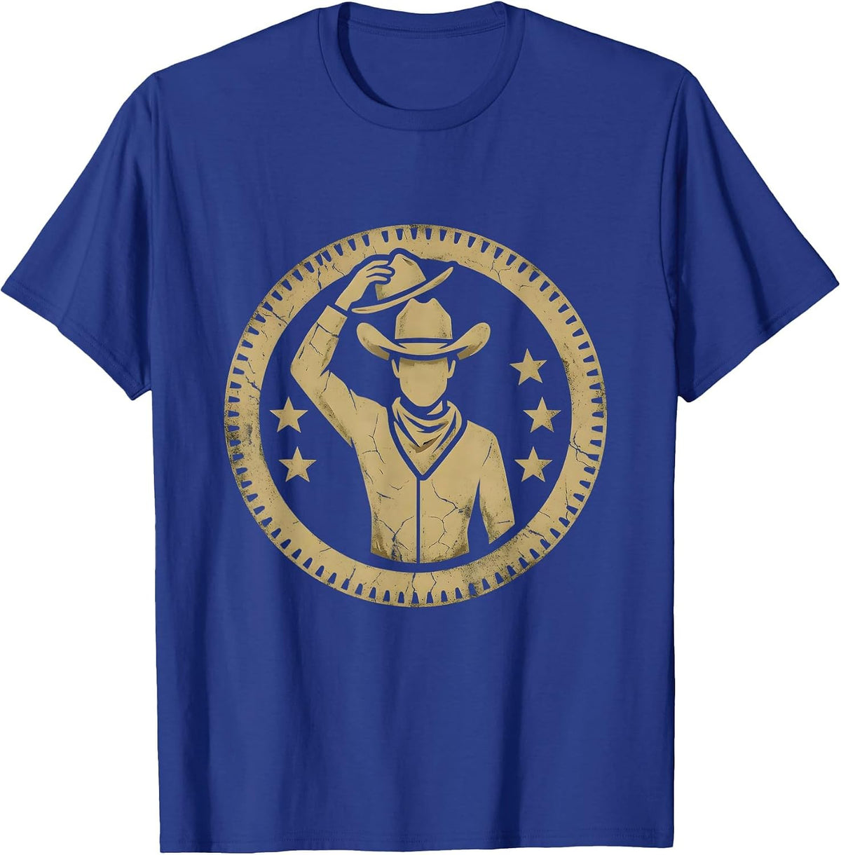 Cowgirl Tipping Hat Star Western Graphic Design T-Shirt - Royal Blue