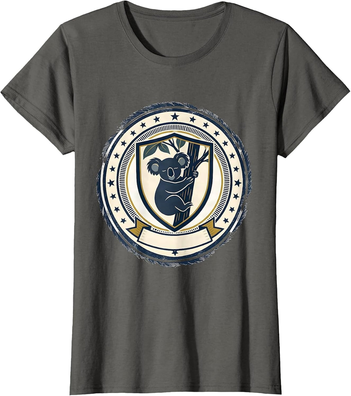 Women's Koala Seal Cute Animal Lover Emblem Gift T-Shirt - Asphalt Grey