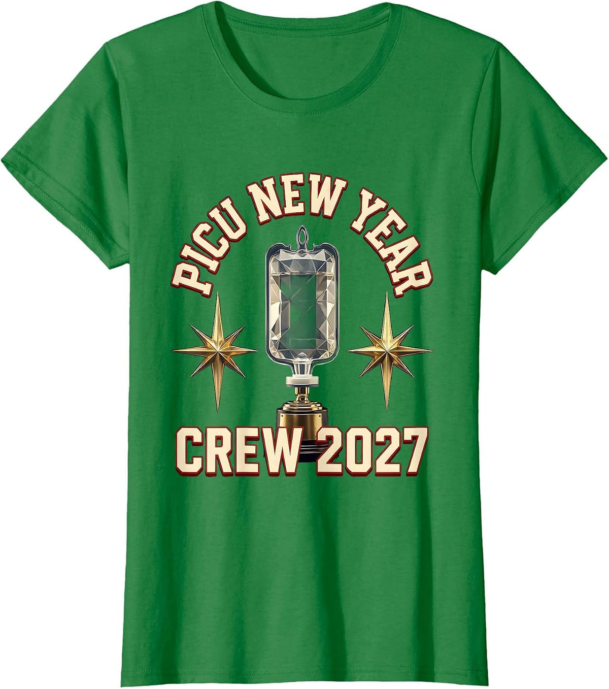 Women's PICU New Year Crew 2027 Sports Nurse ICU NICU New Year Eve T-Shirt - Kelly Green