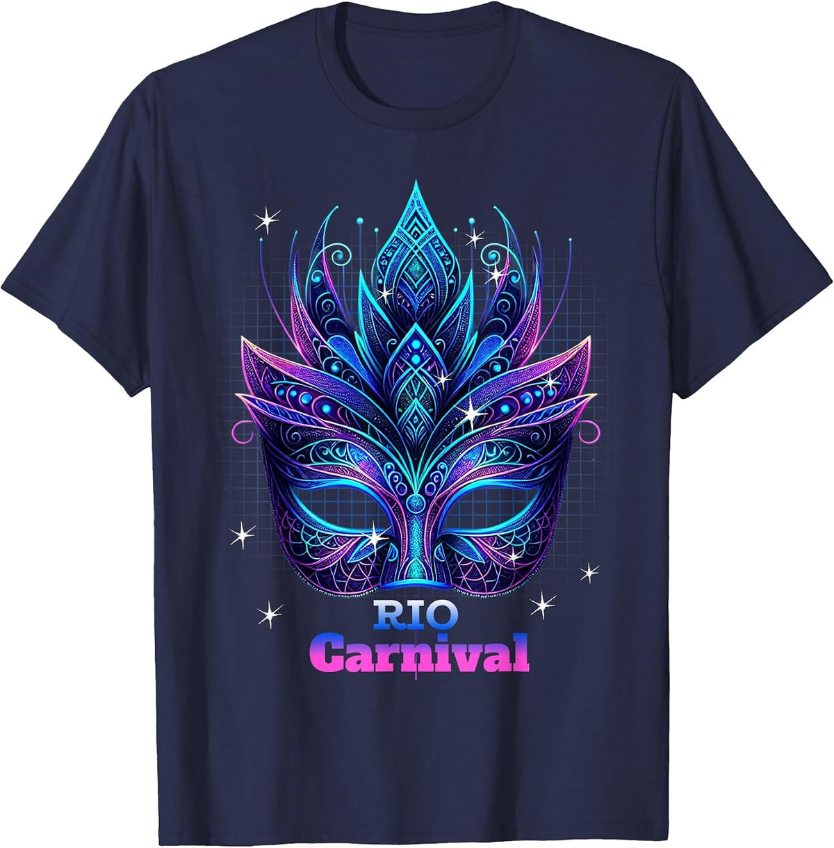Rio Carnival Mask Brazil Circus Rio de Janeiro Circus T-Shirt - Navy Blue