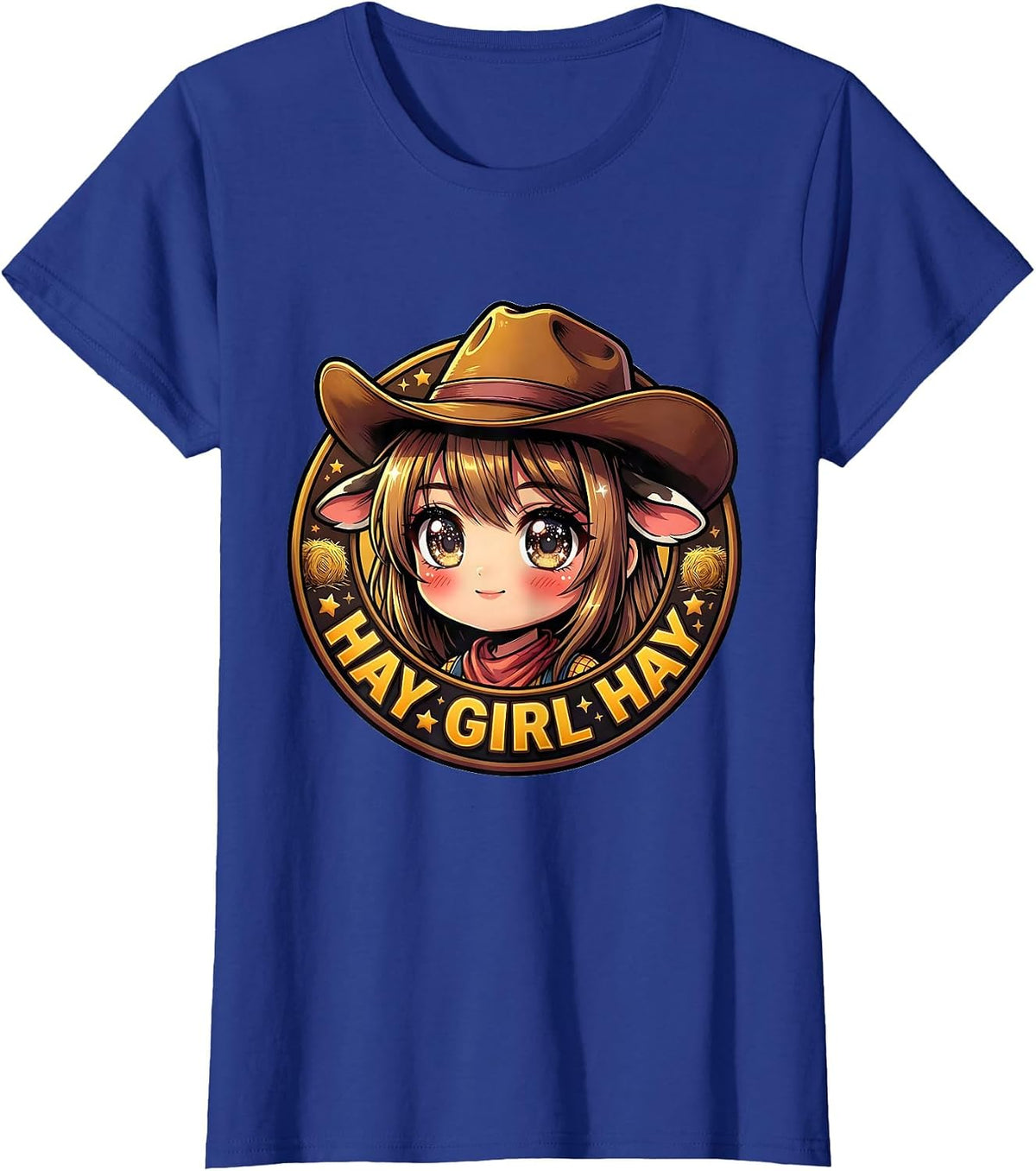 Women's Hay Girl Hay Cowgirl Western Design T-Shirt - Royal Blue