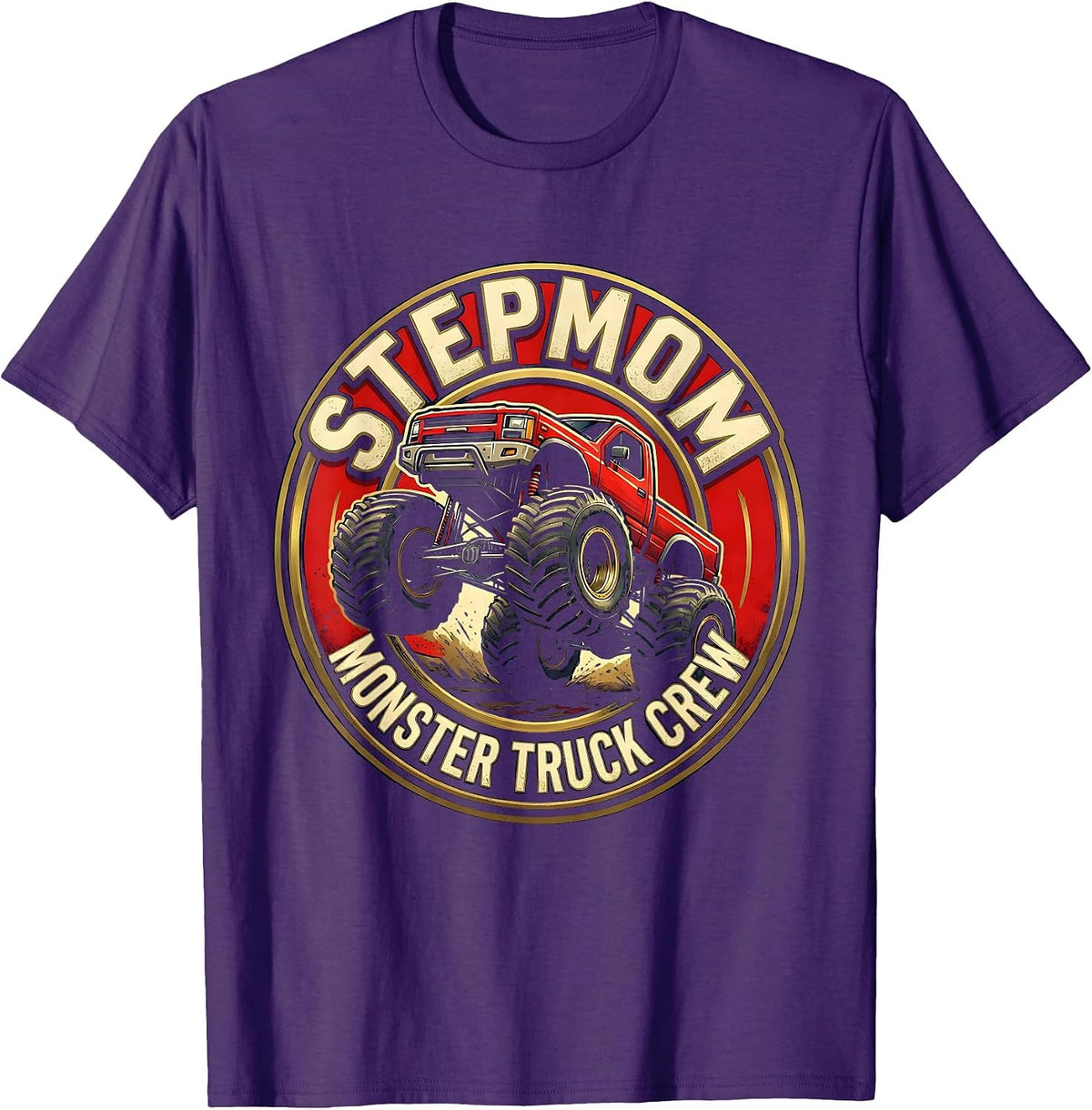 Men's Stepmom Monster Truck Crew Family Matching Birthday Party T-Shirt - Purple
