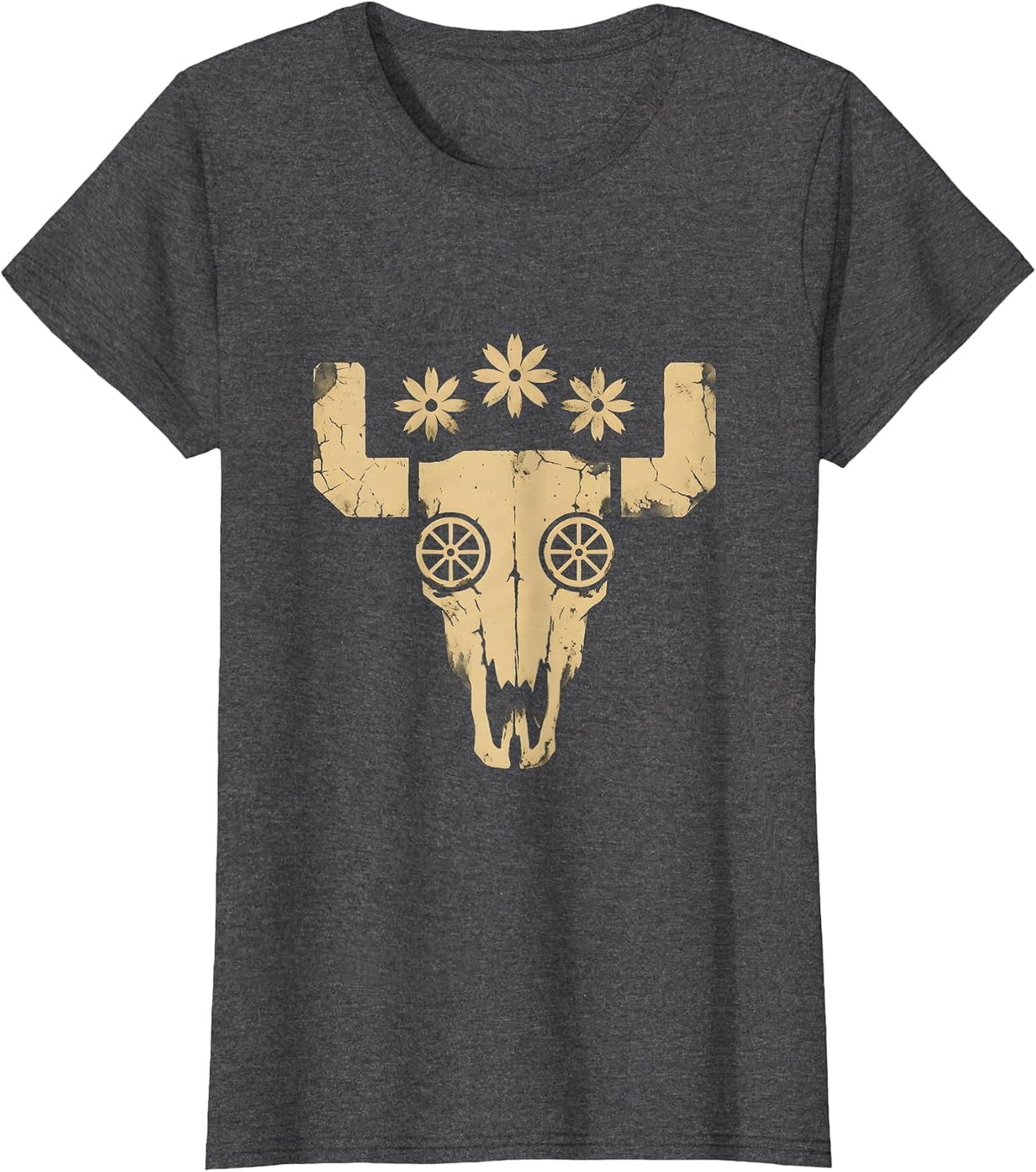 Women's Route 66 Motorcycle Wheel Desert Dust Graphic T-Shirt - Dark Heather Grey