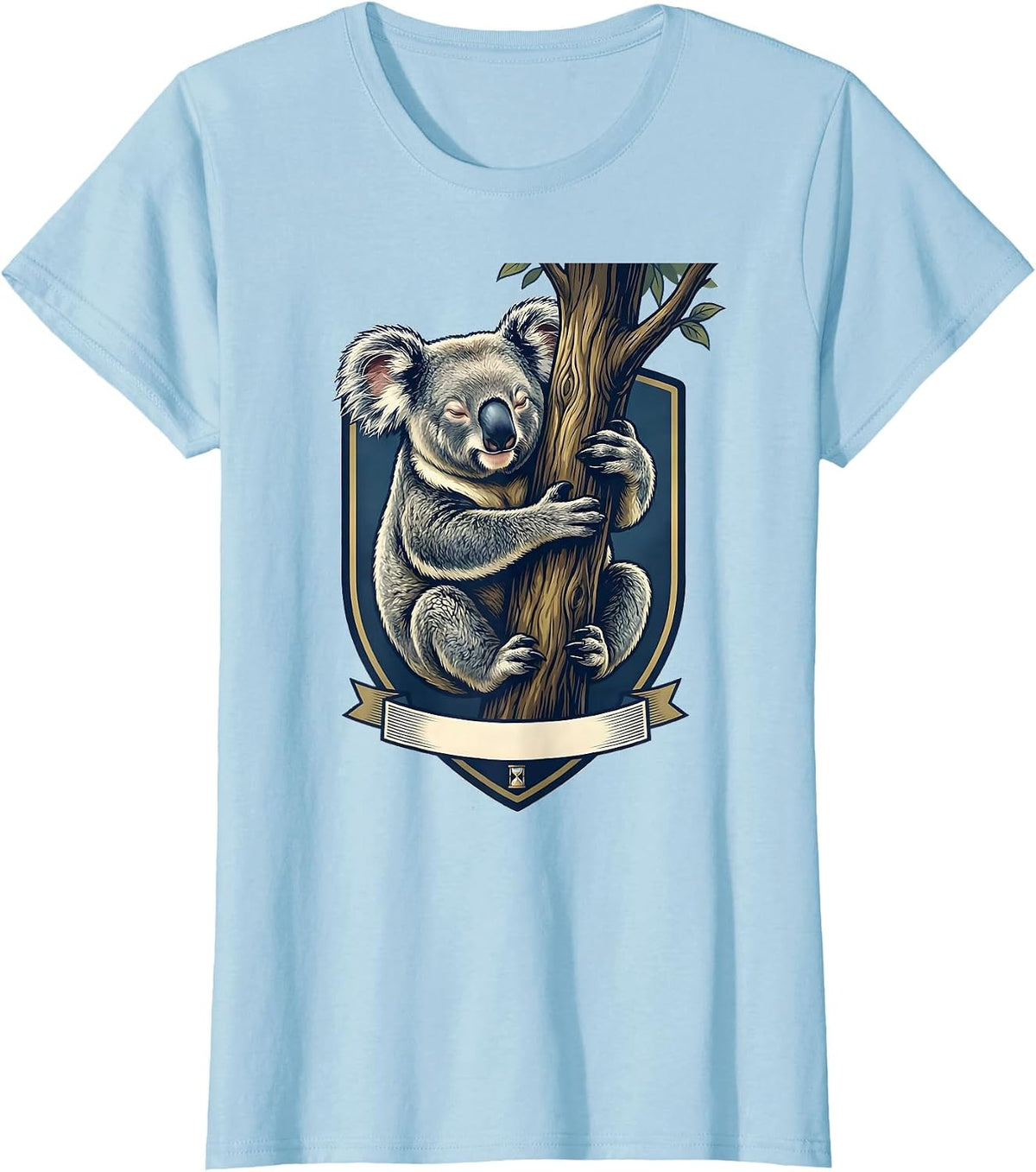 Women's Koala Emblem Cute Animal Lover Playful Humor T-Shirt - Baby Blue