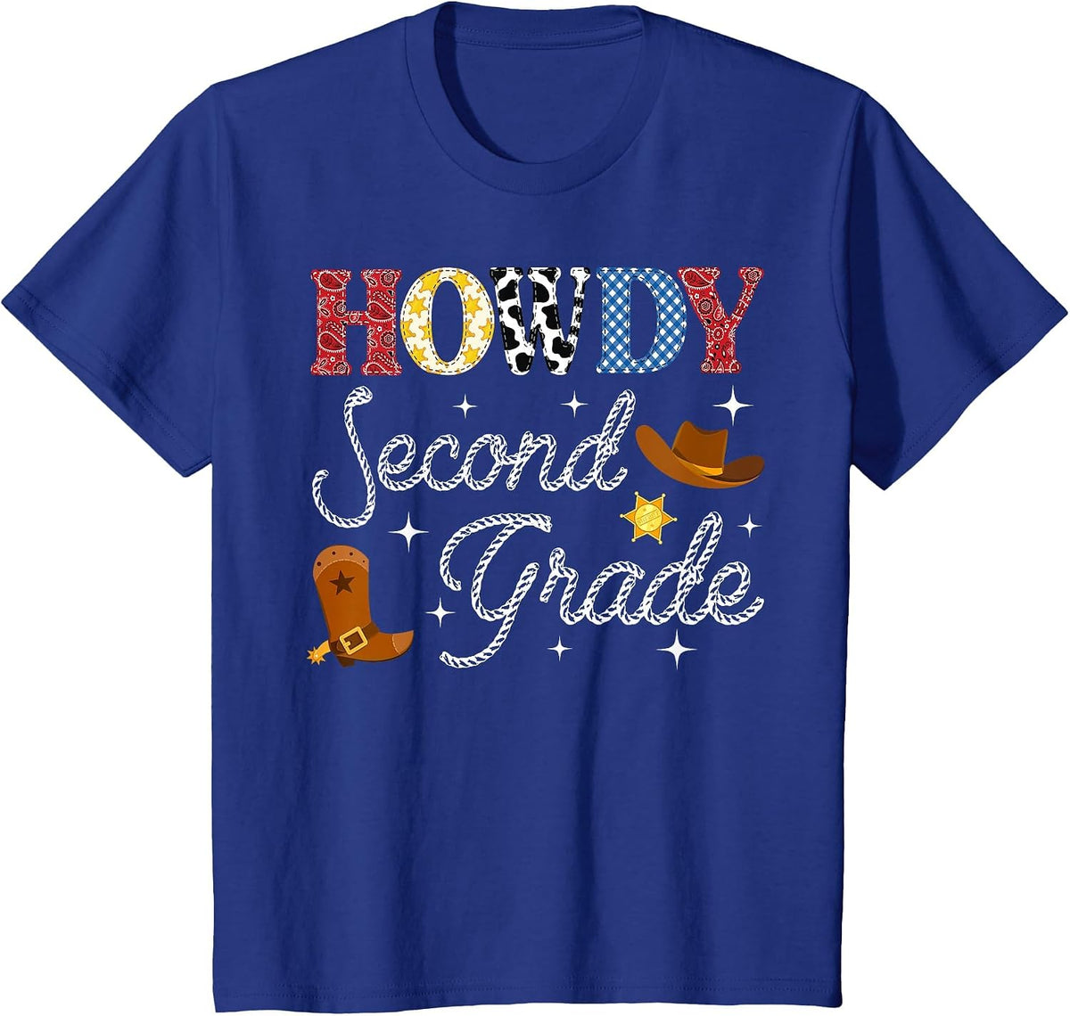 Howdy Second Grade Back to School Western Teacher Student T-Shirt - Royal Blue