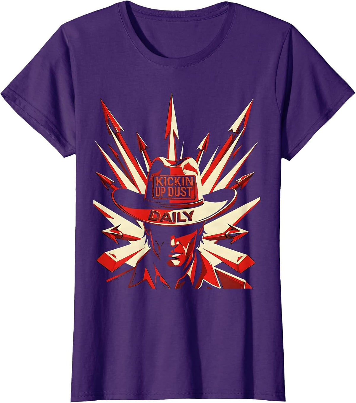 Women's Kickin Up Dust Daily Cowboy Western Design T-Shirt - Purple