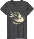 Women's Cowgirl Hat Feather and Horseshoe Graphic T-Shirt - Dark Heather Grey