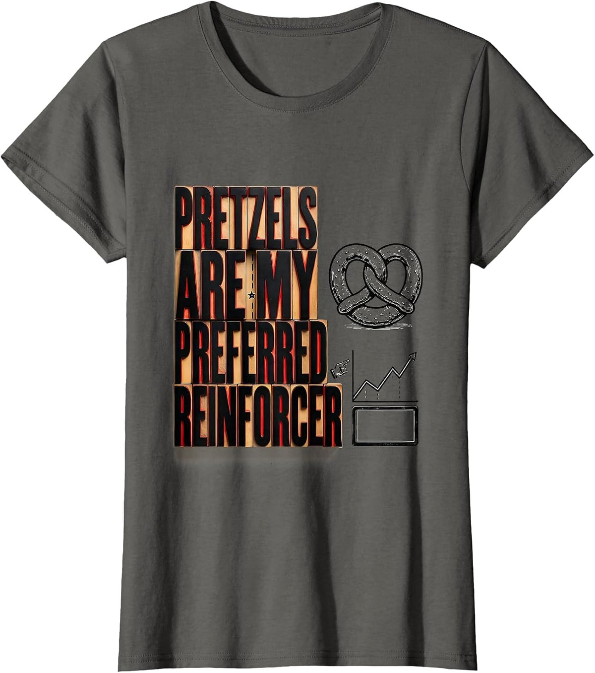 Women's Pretzels Are My Preferred Reinforcer Retro ABA RBT Therapist T-Shirt - Asphalt Grey