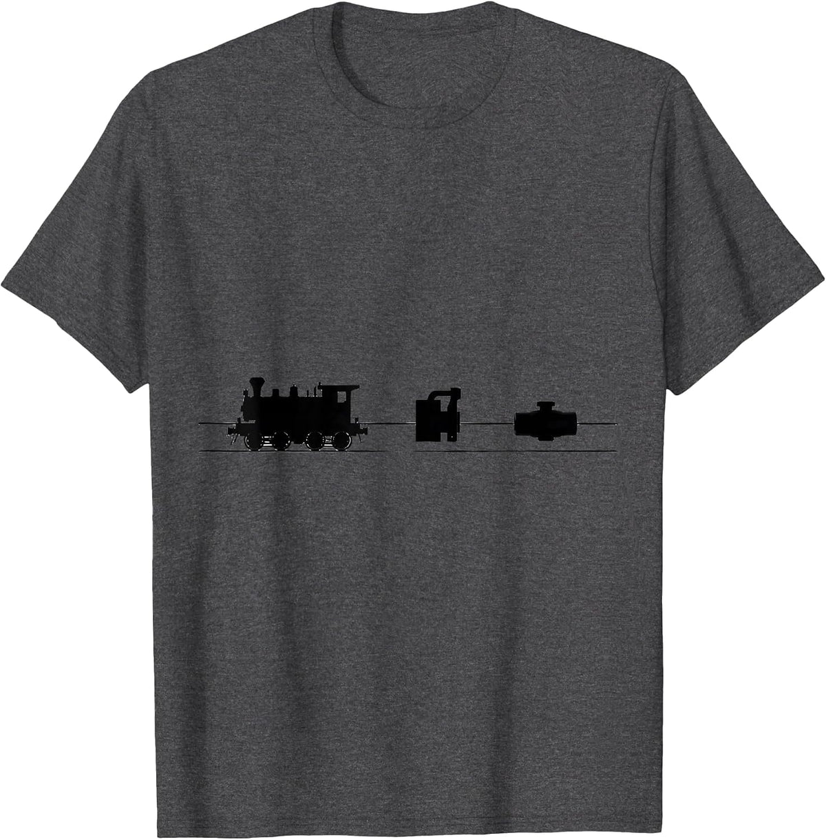 Locomotive Truck And Coupler Assembly Minimalist Train T-Shirt - Dark Heather Grey