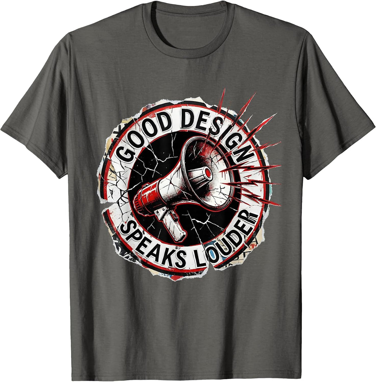 Good Design Speaks Louder Creative Designer Tee T-Shirt - Asphalt Grey