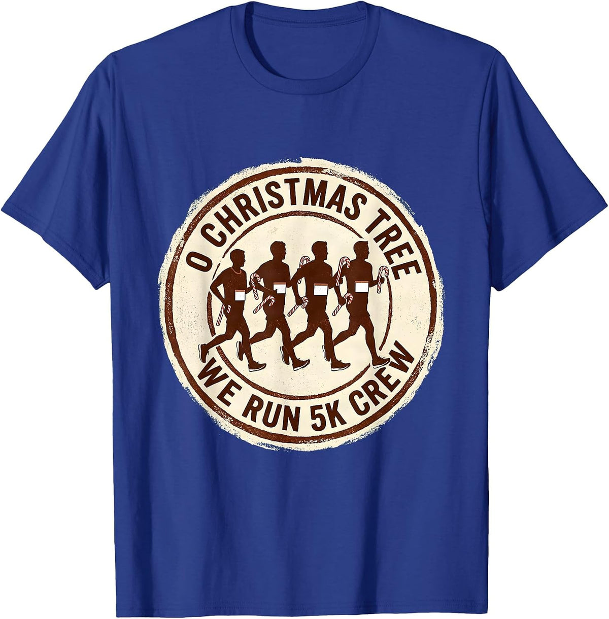 Men's O Christmas Tree, We Run 5K Crew Funny Running Squad T-Shirt - Royal Blue