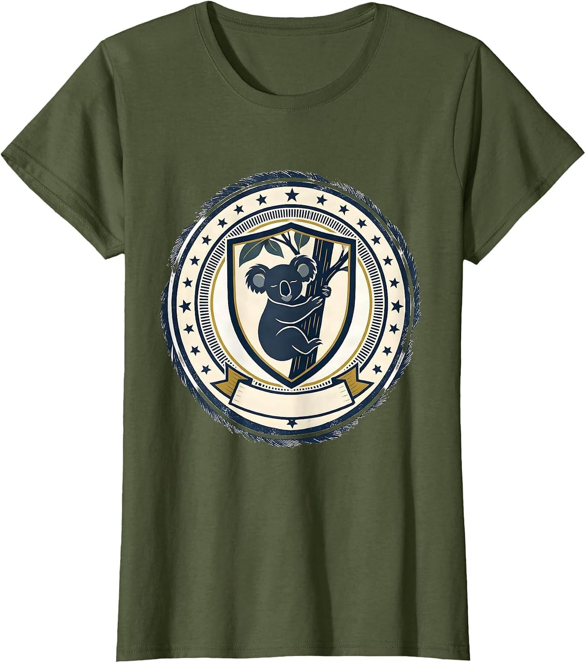 Women's Koala Seal Cute Animal Lover Emblem Gift T-Shirt - Olive Green