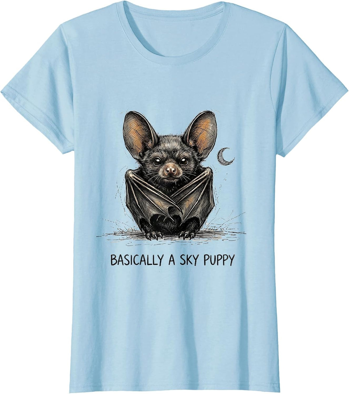 Basically A Sky Puppy Funny Bat Lover Halloween Nature T-Shirt - Baby Blue