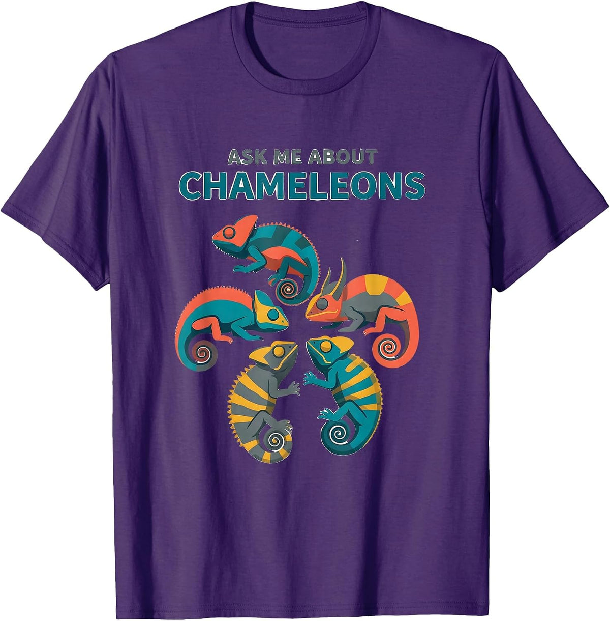 Ask Me About Chameleons Funny Reptile Lover Species T-Shirt - Purple
