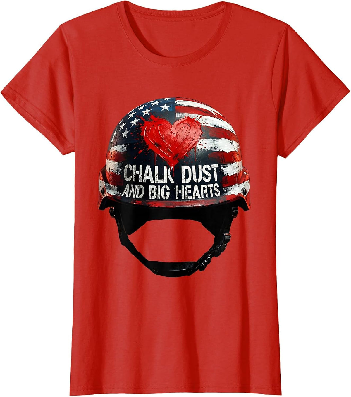 Chalk Dust and Big Hearts 2nd Grade Teacher T-Shirt - Red