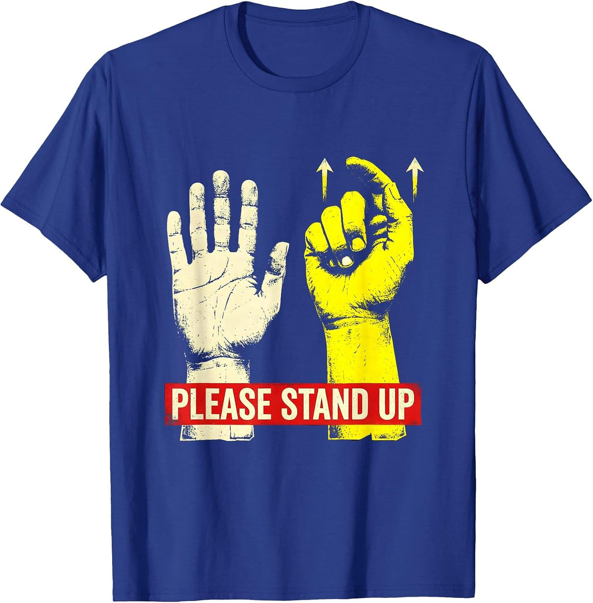 Men's Please Stand Up Funny ASL Sign Language Teacher Advocacy T-Shirt - Royal Blue