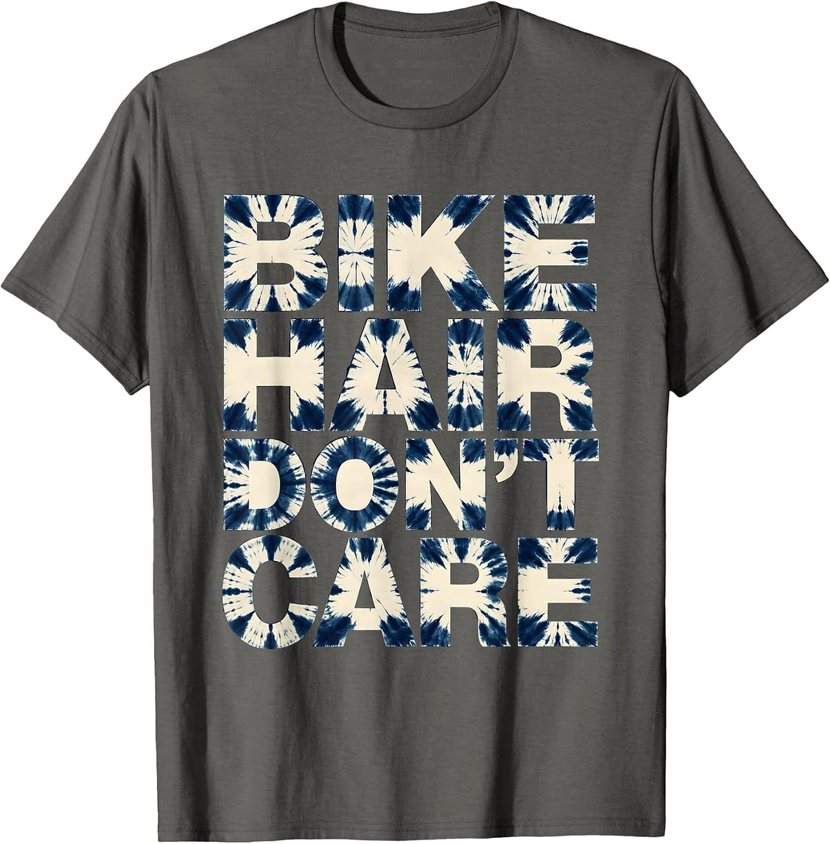 Bike Hair Don't Care Cycling Design T-Shirt - Asphalt Grey
