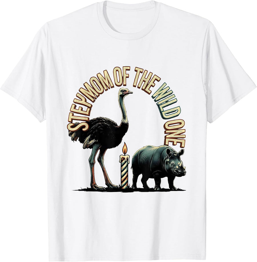 Men's Stepmom Of The Wild One Safari Birthday Party Zoo Animal T-Shirt - White