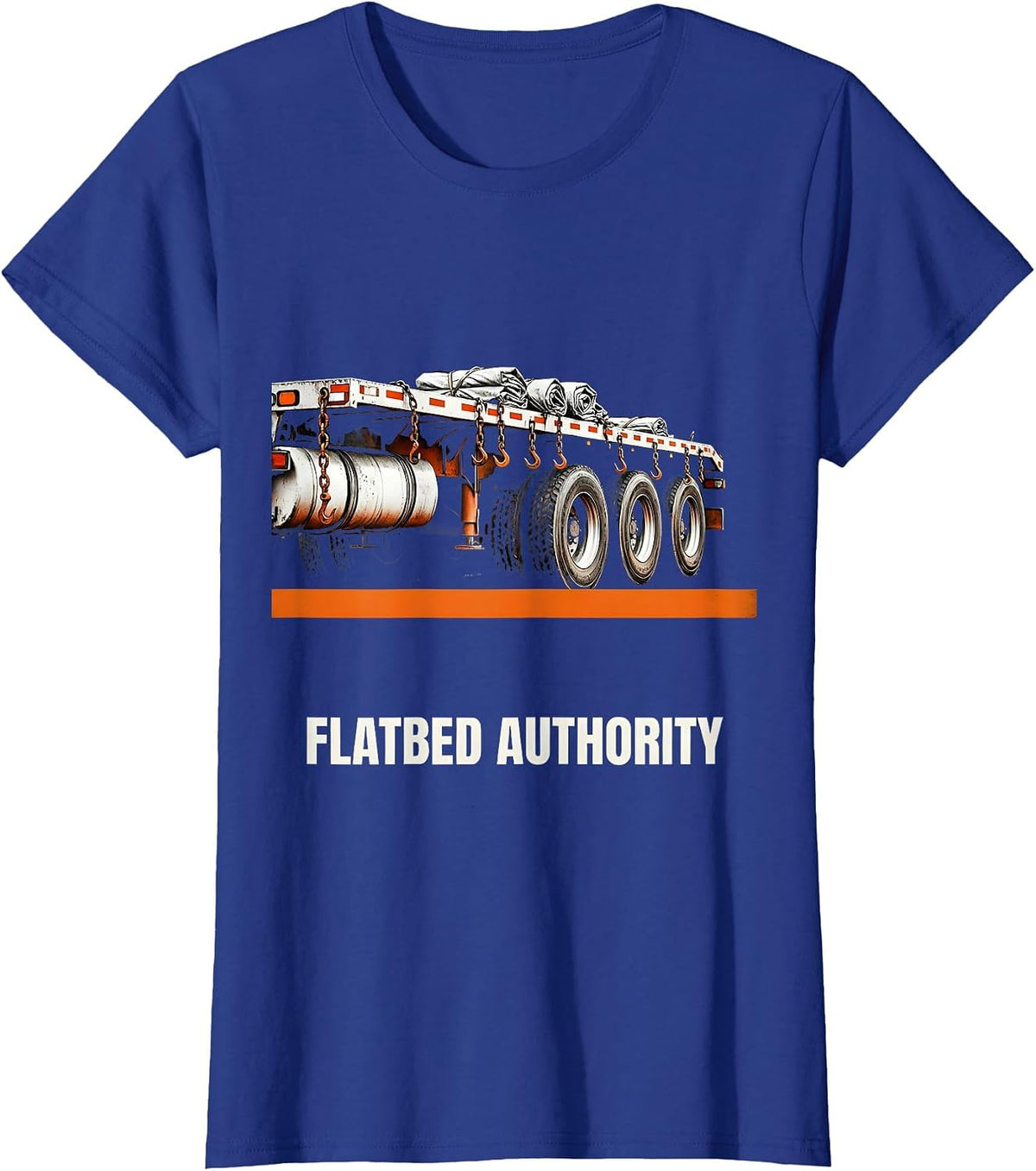 Women's Flatbed Authority Brutalist Graphic Truck Driver Humor T-Shirt - Royal Blue