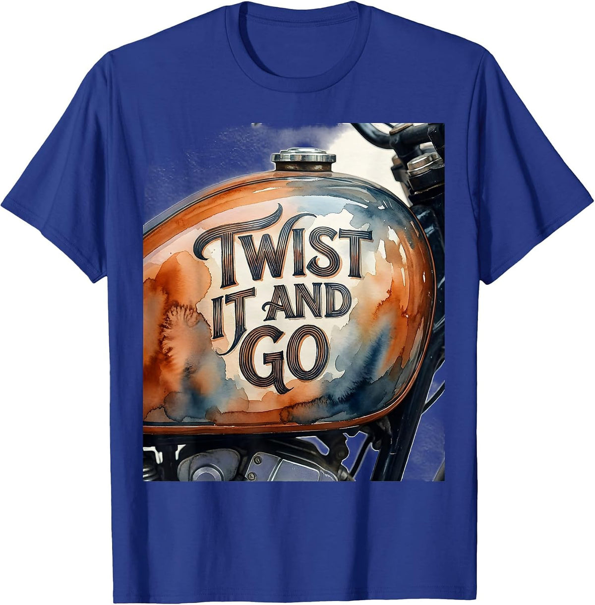 Men's Twist It and Go Motorcycle Rider Design T-Shirt - Royal Blue