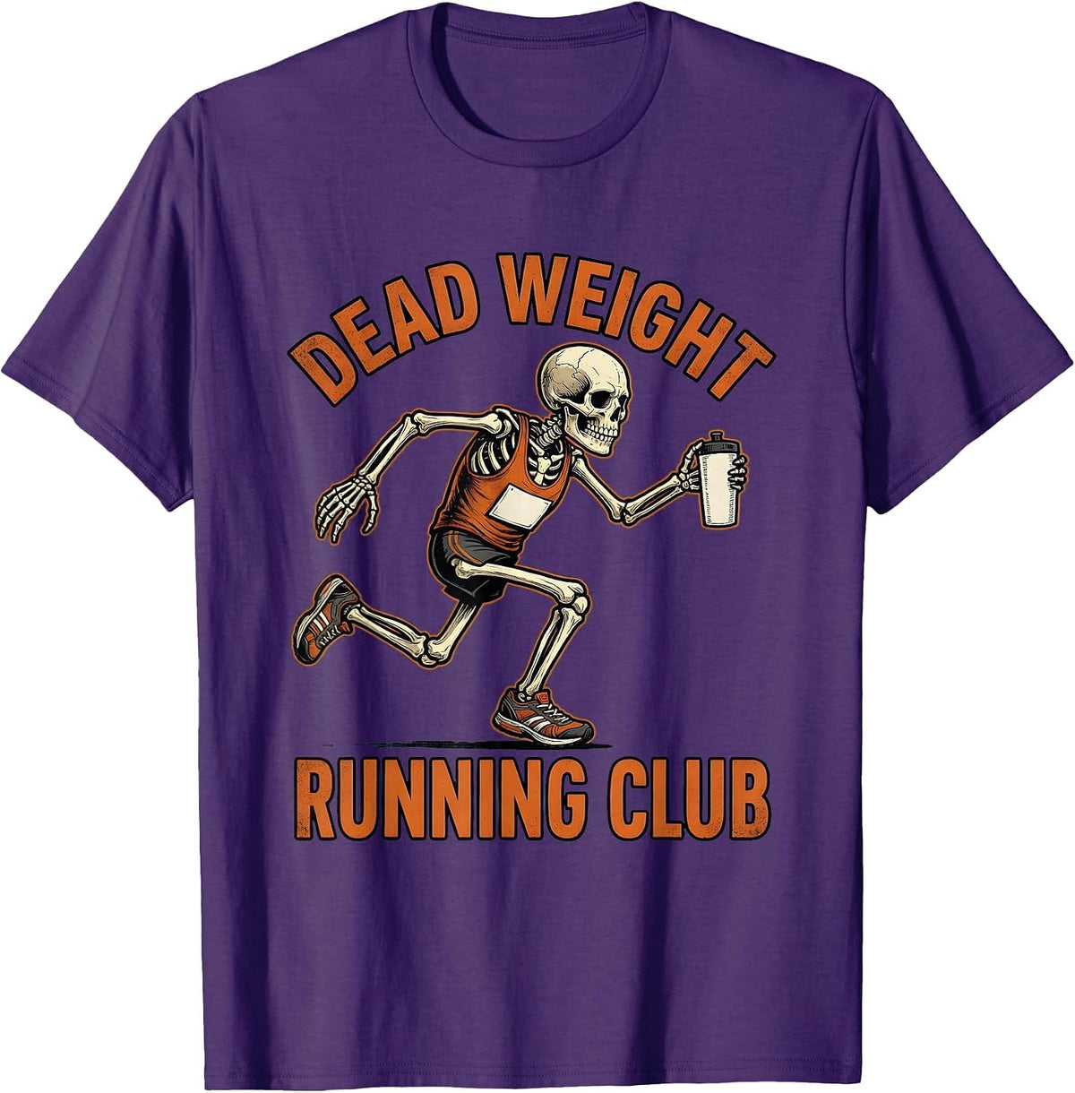Dead Weight Running Club Funny Halloween Runner Skeleton T-Shirt - Purple