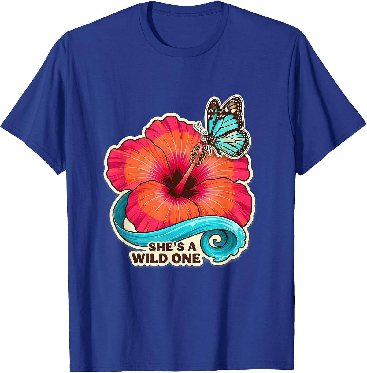 She's a Wild One Western Women Graphic Design T-Shirt - Royal Blue