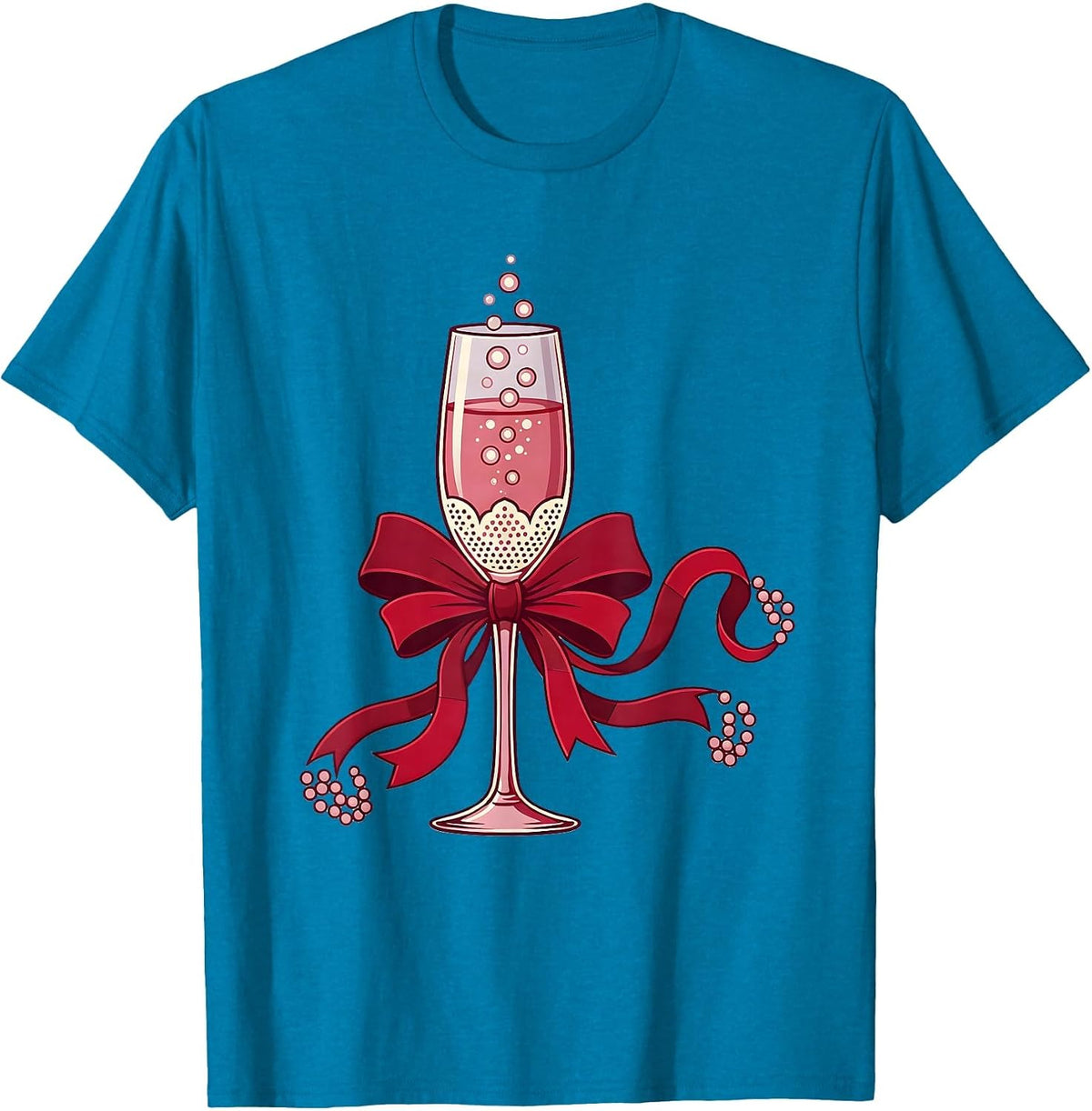 Gigi Chic Champagne Celebration Graphic T-Shirt - Sapphire Blue