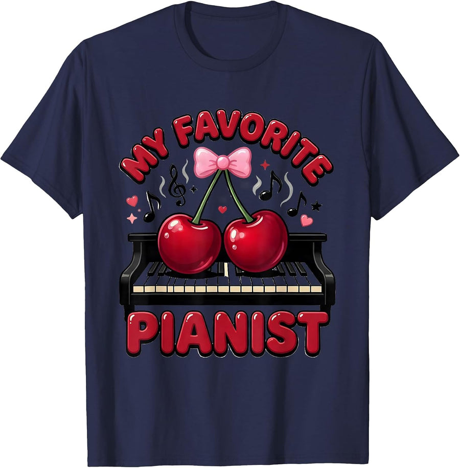 My Favorite Pianist Cute Pianist Piano Teacher Music Lover T-Shirt - Navy Blue