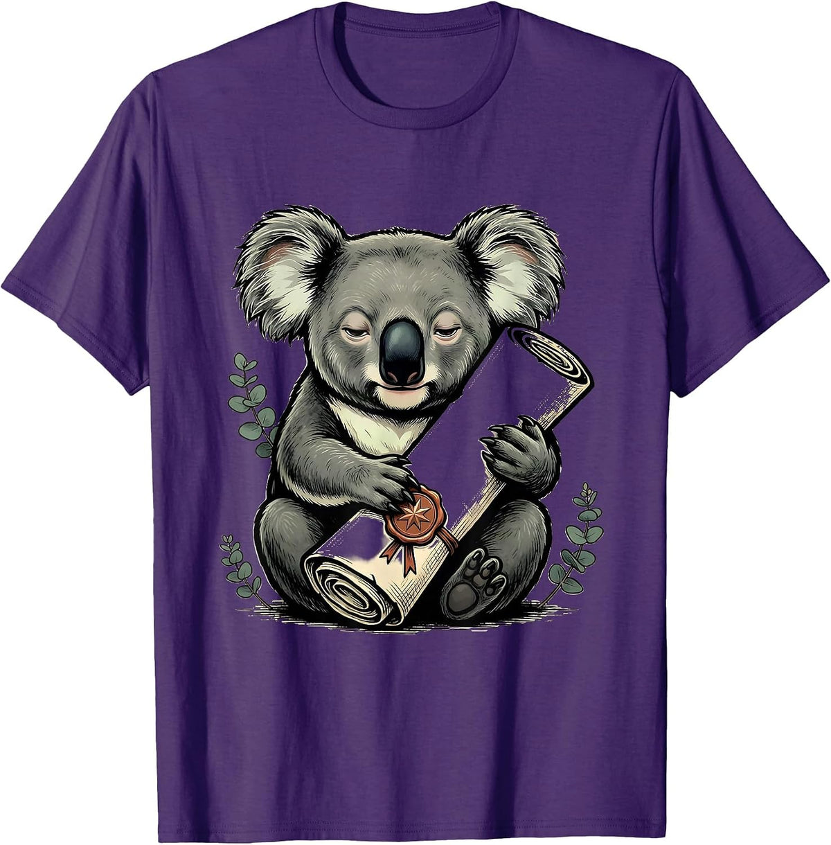 Sleepy Koala Cute Animal Lover Gift T-Shirt - Purple
