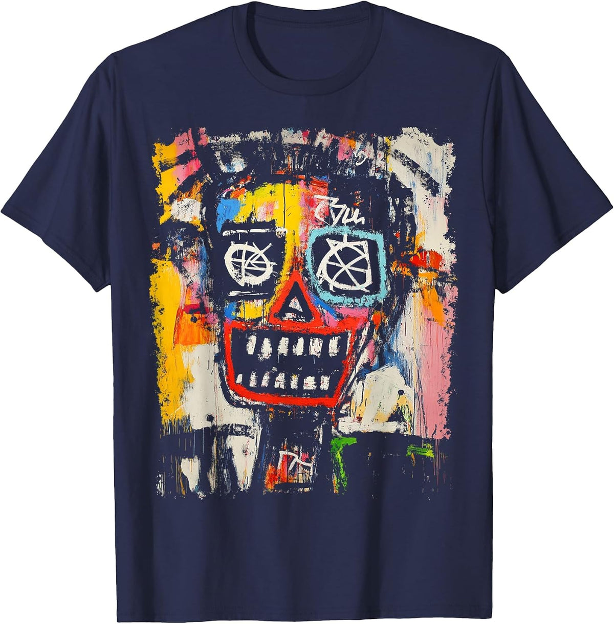 Abstract Expressionism Graffiti T-Shirt - Navy Blue
