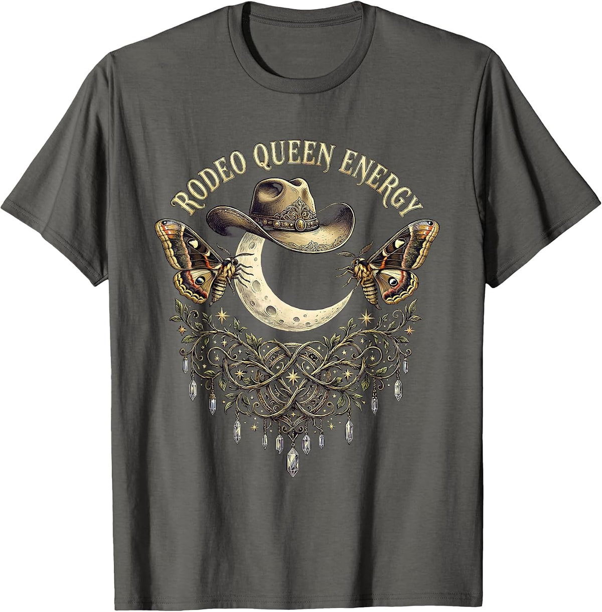 Rodeo Queen Energy Cowgirl Design T-Shirt - Asphalt Grey