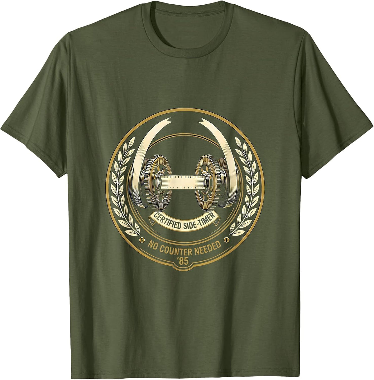 Men's Certified Side-Timer, No Counter Needed, '85 Retro T-Shirt - Olive Green