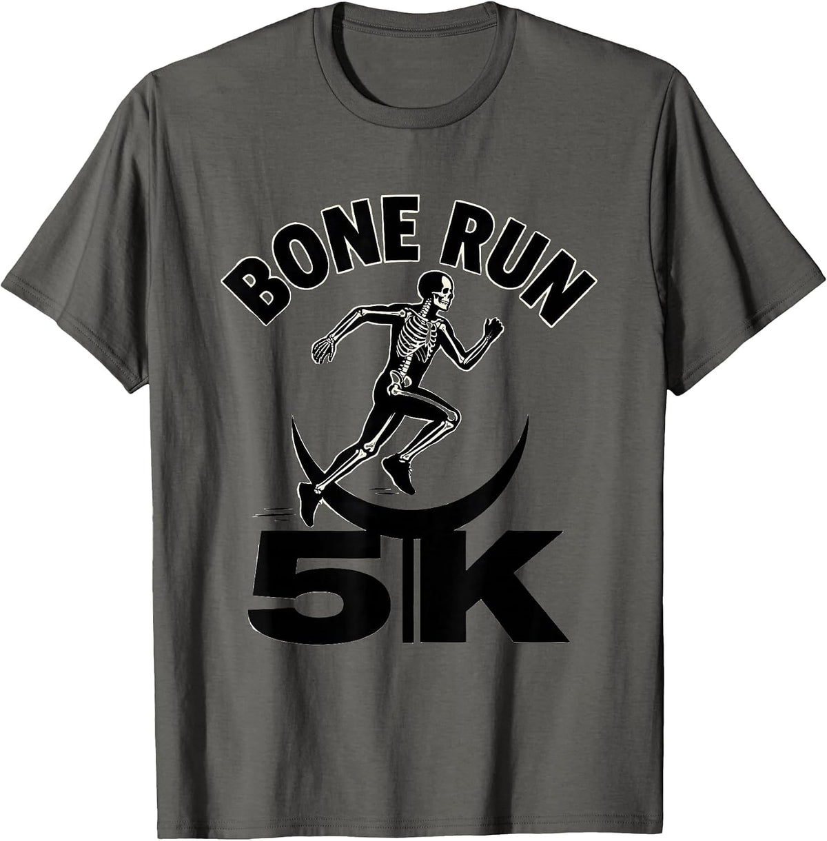 Bone Run 5K Funny Halloween Skeleton Runner Matching Fun Run T-Shirt - Asphalt Grey