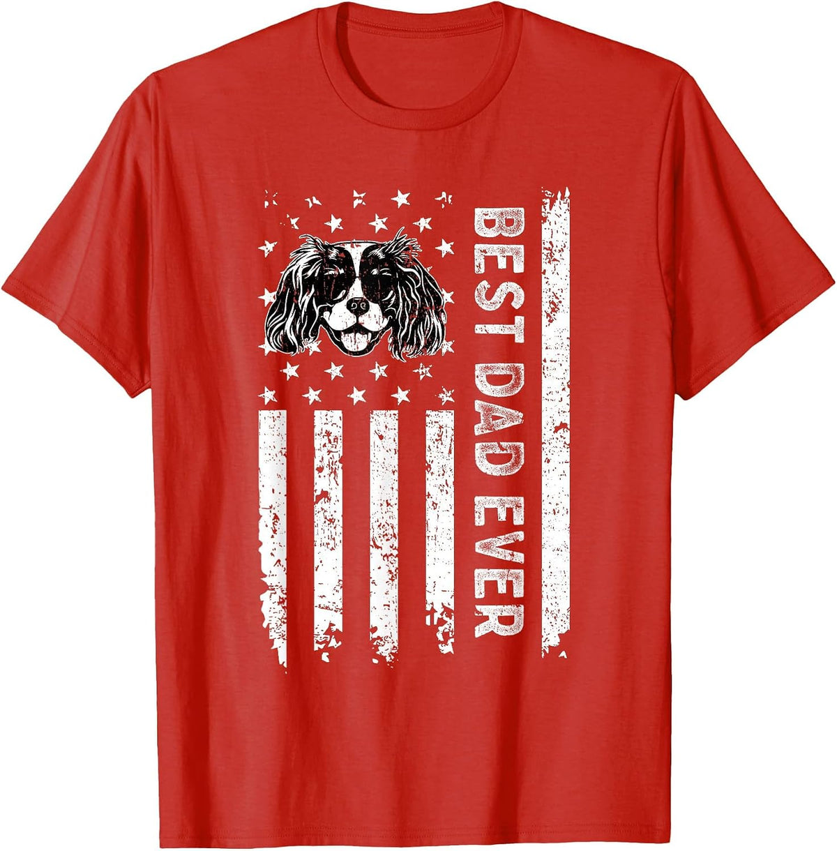 Best Cavalier King Charles Spaniel Dog Dad Ever Fathers Day T-Shirt - Red