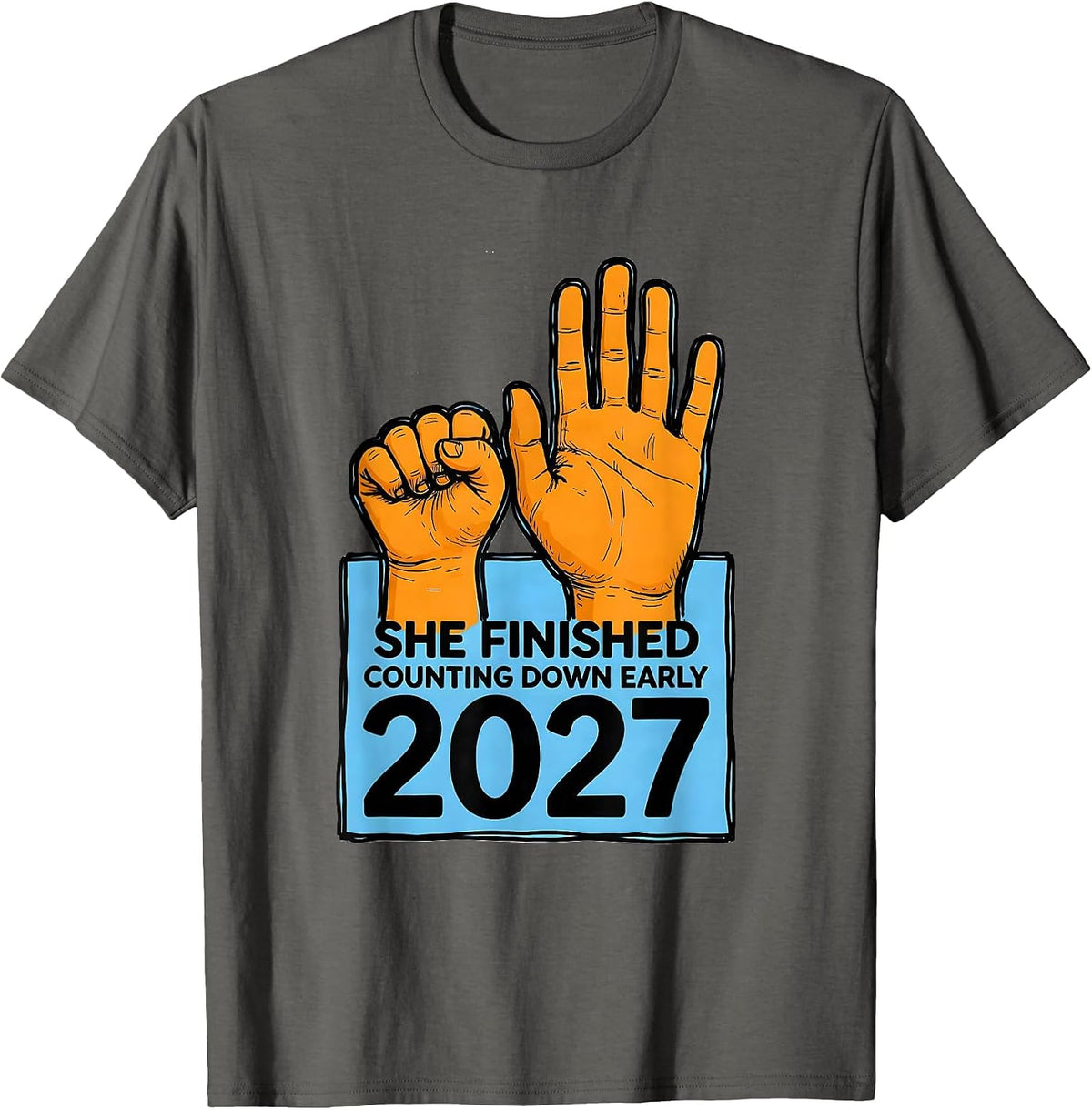 Men's She Finished Counting Down Early, 2027 Funny Family Matching T-Shirt - Asphalt Grey