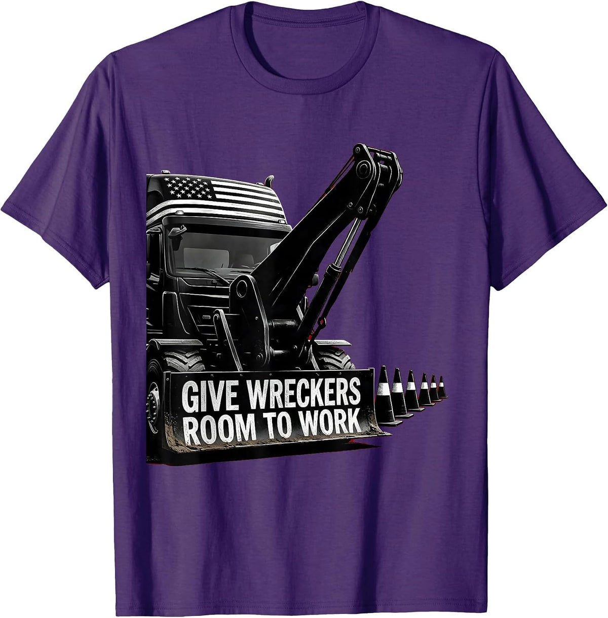 Give Wreckers Room To Work Patriotic Semi Truck Driver T-Shirt - Purple