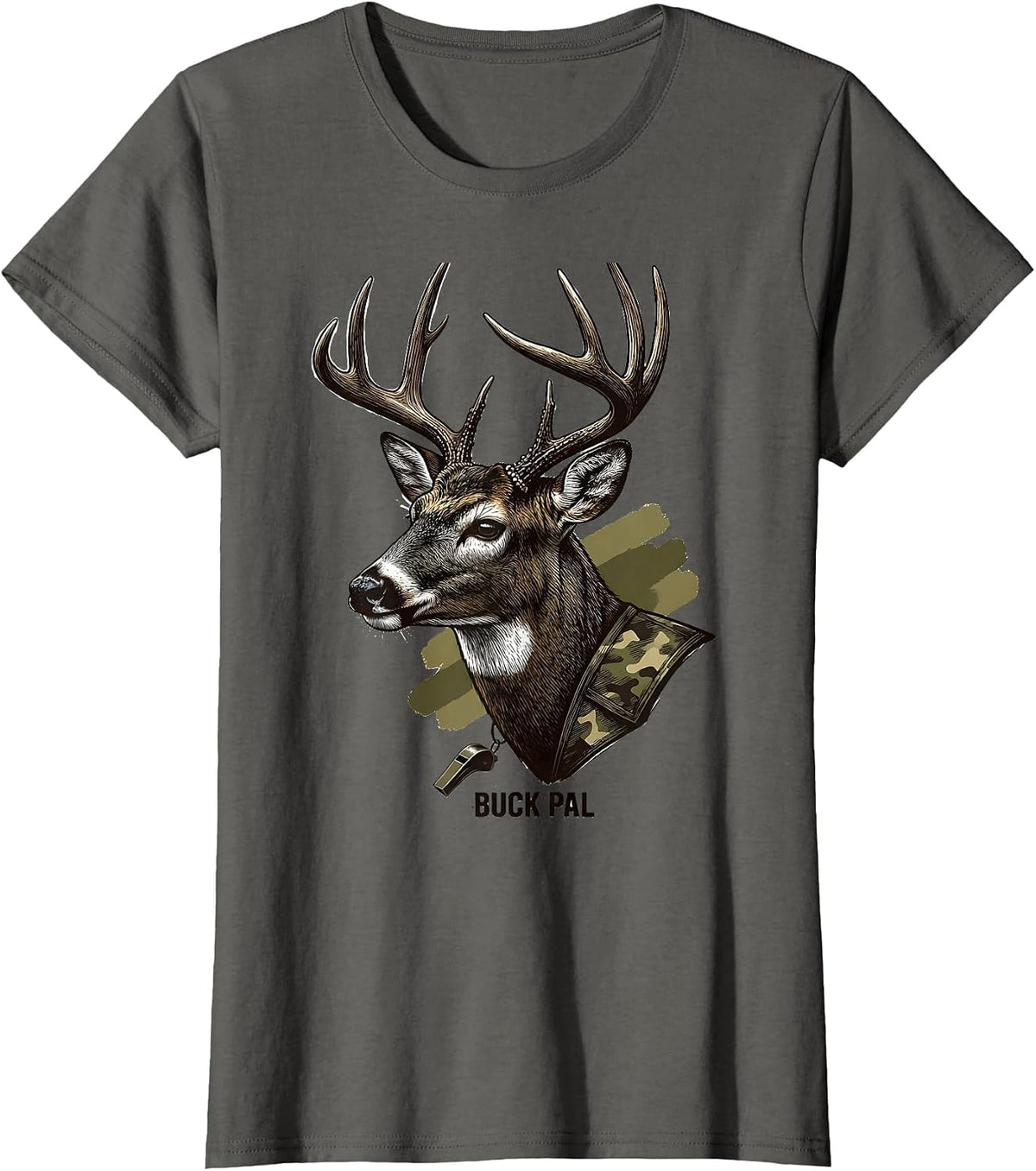 Women's Buck Pal Funny Camo Deer Hunting Youth Teen Hunter Gift T-Shirt - Asphalt Grey