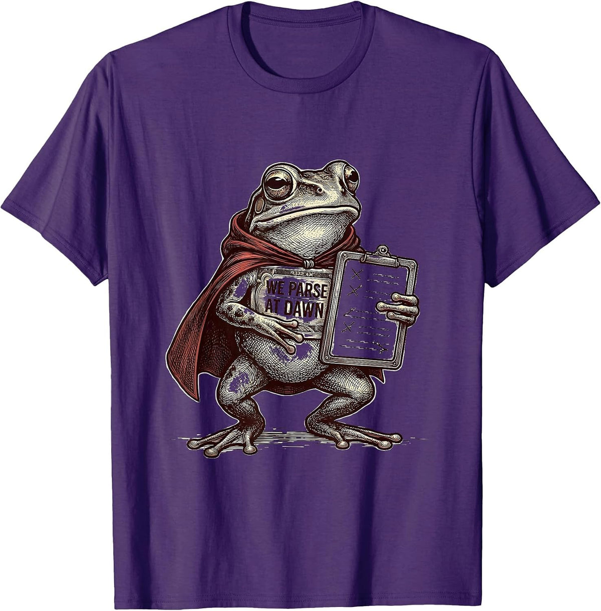 Men's We Parse At Dawn Funny Teacher Frog Back to School Humor T-Shirt - Purple