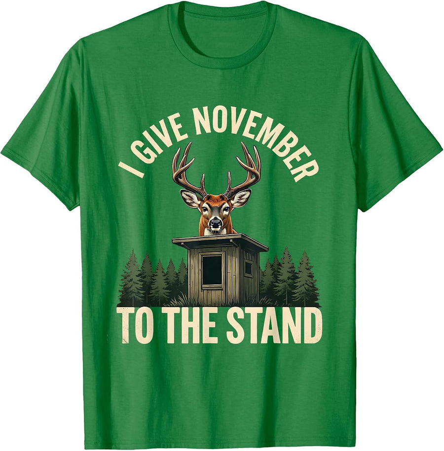 Men's I Give November To The Stand Vintage Deer Hunting Dad Humor T-Shirt - Kelly Green