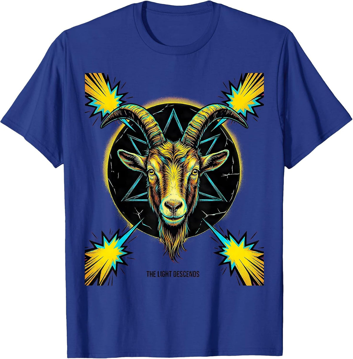Men's The Light Descends Pop Art Occult Satanic Gothic Halloween T-Shirt - Royal Blue