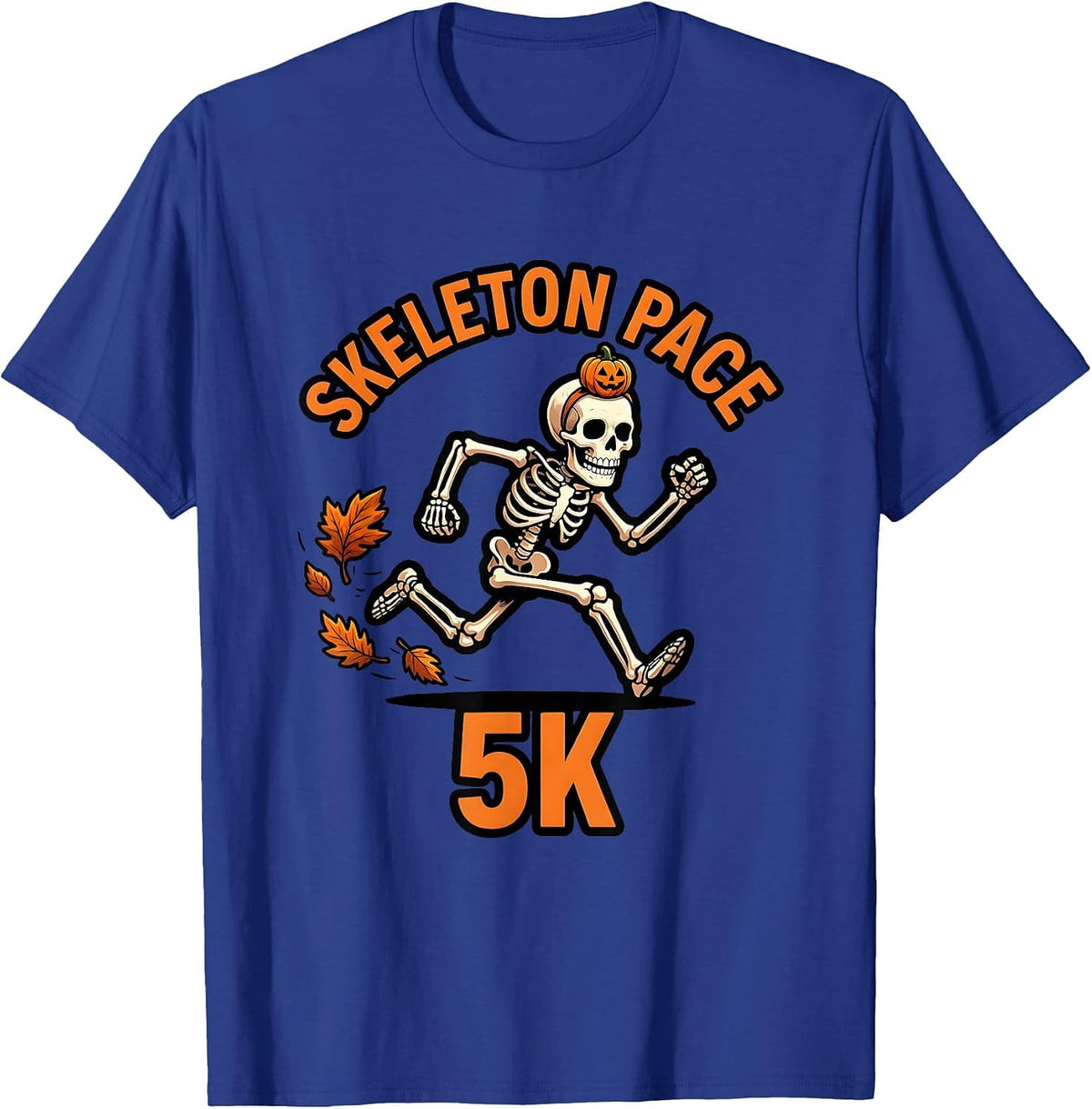 Men's Skeleton Pace 5K Funny Halloween Running Costume Race Day T-Shirt - Royal Blue